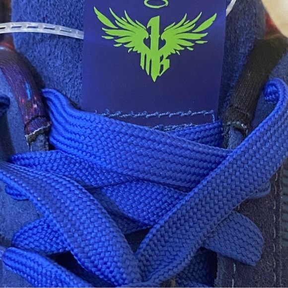 Puma Size 7 Blue Neon Green Suede Classic XXI LaMelo Ball Galaxy Sneakers NEW - Picture 10 of 11